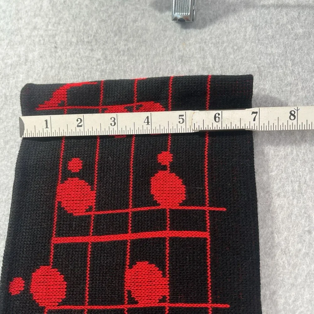 Vintage Scarf Music Staff Notes 1982 By Edgerton PA  88” Long red on black
